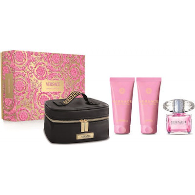 VERSACE Bright Crystal SET: EDT 90ml + body lotion 100ml + shower gel 100ml + pouch